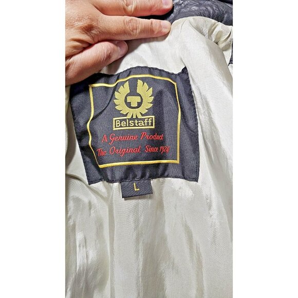 Belstaff Leather Jacket Men LG RARE Italy Racer Biker Motorcycle Pilot Top Gun - Picture 2 of 16